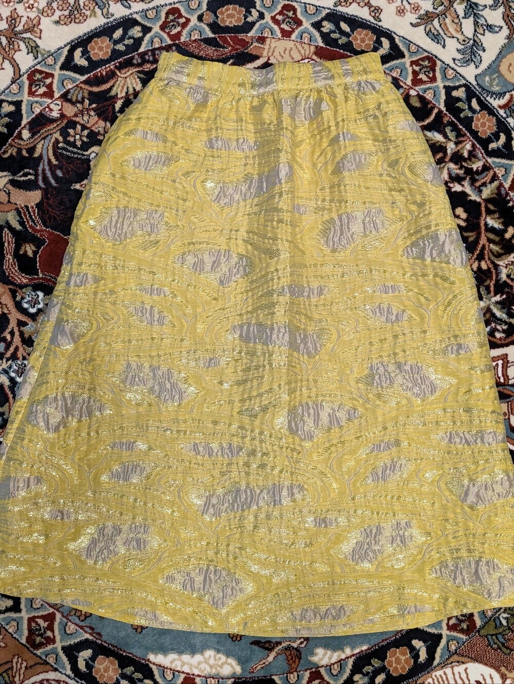 Yellow Patterned A-Line Women's Skirt (Purchased in Europe)